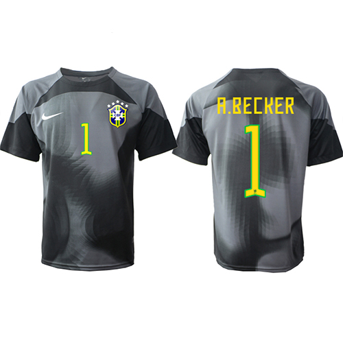 Fotballdrakt Herre Brasil Alisson Becker #1 Keeper Hjemmedrakt VM 2022 Kortermet